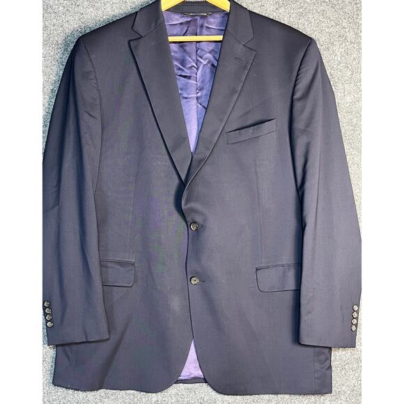 Jack Victor Blazer Suit Jacket Coat 3Sixty5 Two Button Wool Navy Blue Mens 48 L‎ - Picture 2 of 15